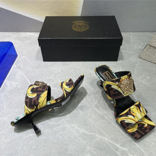High Quality Luxury Versace Fendi High Heel Slippers – Style 97875 product detail