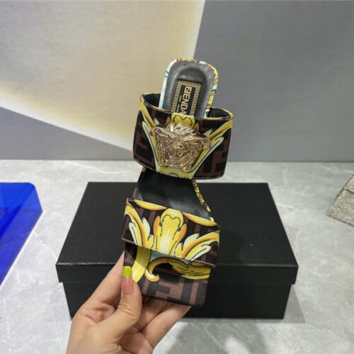 High Quality Luxury Versace Fendi High Heel Slippers – Style 97875 product detail