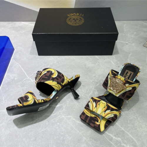 High Quality Luxury Versace Fendi High Heel Slippers – Style 97875 product detail