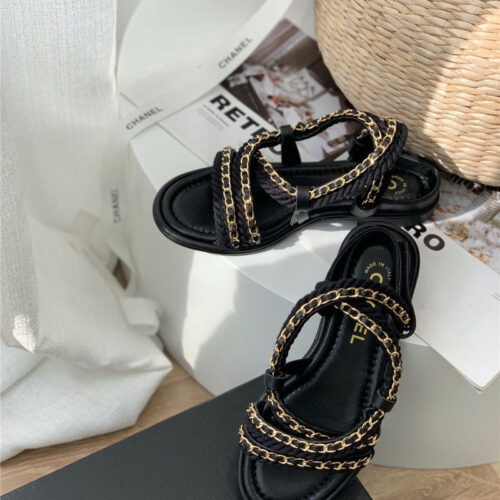 High Quality Luxury Chanel Braided Chain Sandals product detail