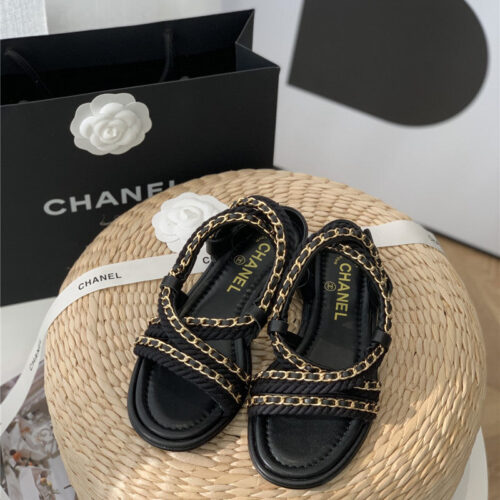 High Quality Luxury Chanel Braided Chain Sandals