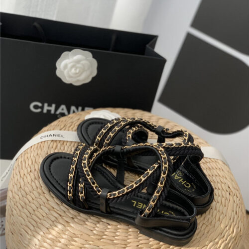 High Quality Luxury Chanel Braided Chain Sandals alternate view