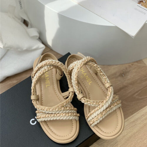 High Quality Luxury Chanel Braided Chain Sandals – Style 77542