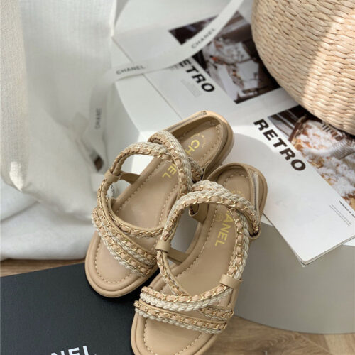 High Quality Luxury Chanel Braided Chain Sandals – Style 77542 product detail