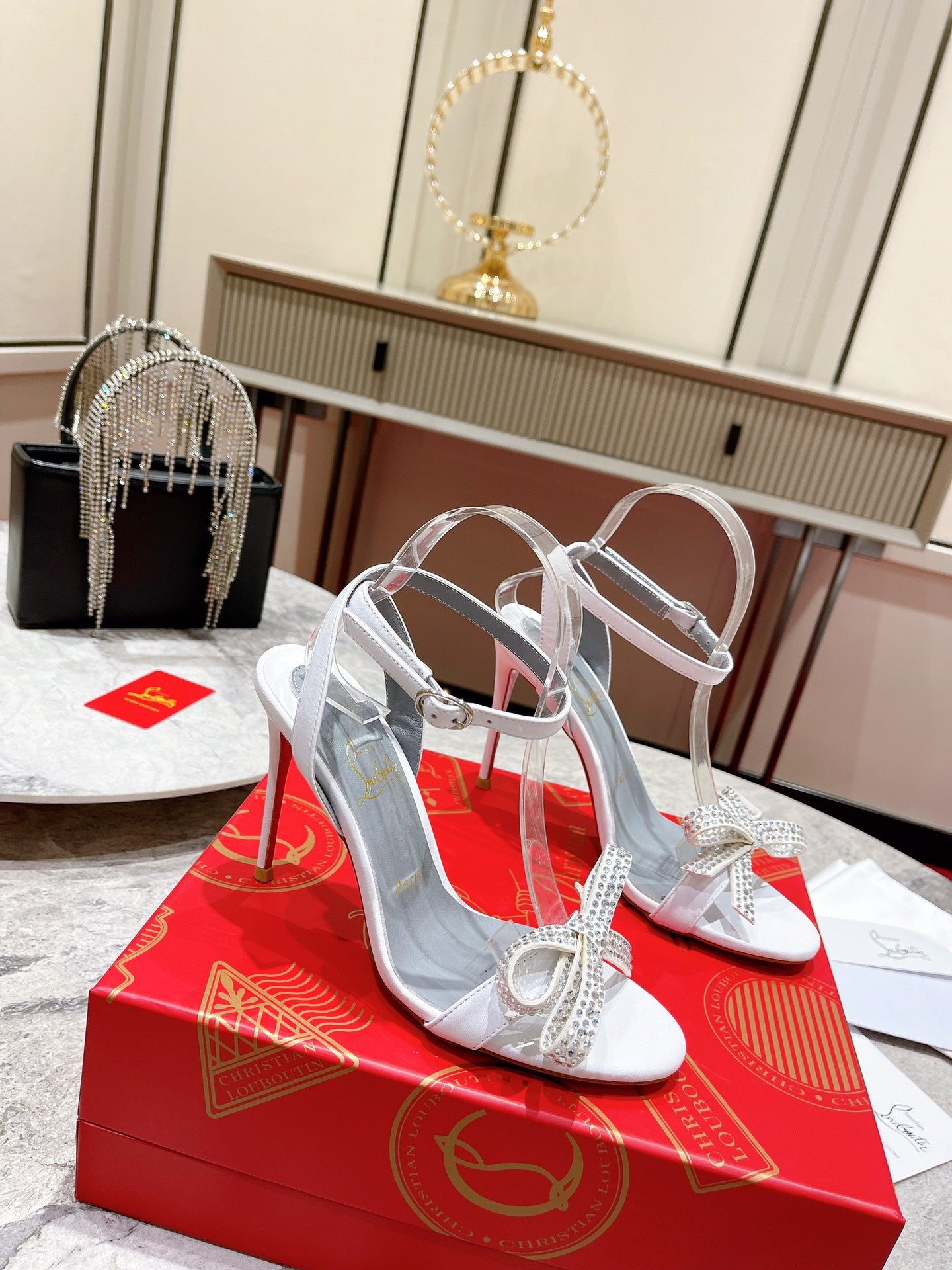 High Quality Luxury Christian Louboutin Strappy Bow Sandals