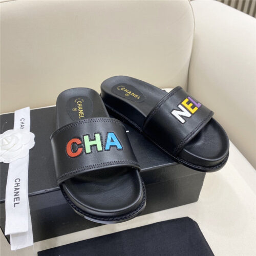 High Quality Luxury Chanel Alphabet Slippers Womens – Style 30566 alternate view