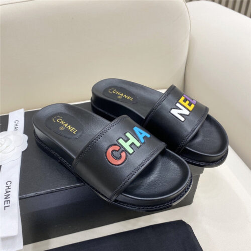 High Quality Luxury Chanel Alphabet Slippers Womens – Style 30566