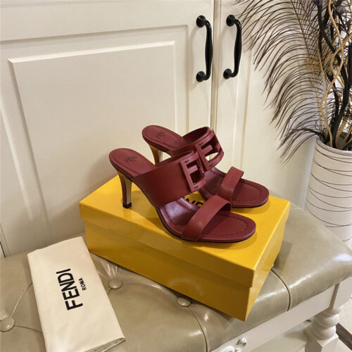 High Quality Luxury Fendi High Heel Slippers – Style 19443