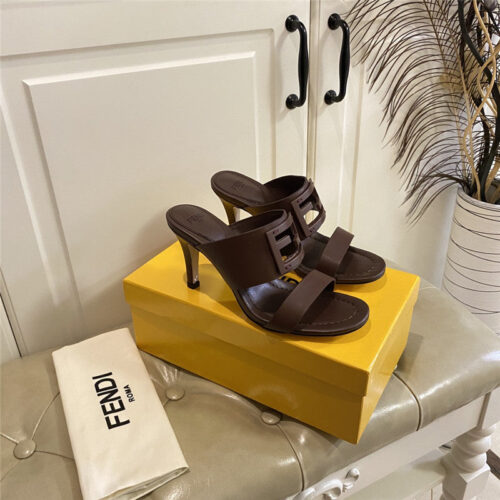 High Quality Luxury Fendi High Heel Slippers – Style 95155