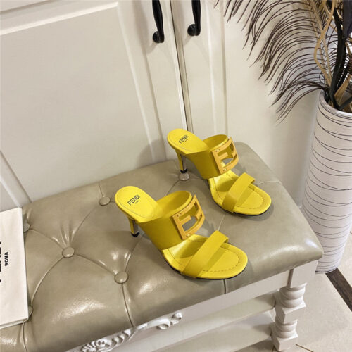 High Quality Luxury Fendi High Heel Slippers – Style 34707