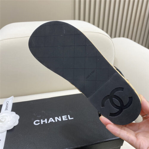 High Quality Luxury Chanel Velcro Straw Sandals – Style 93446 product detail