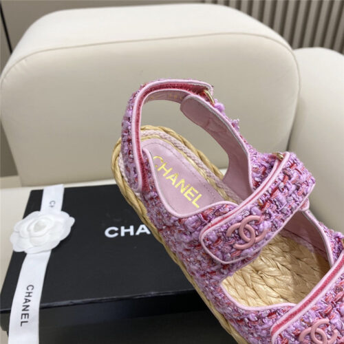 High Quality Luxury Chanel Velcro Straw Sandals – Style 62374 product detail