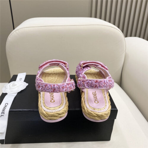 High Quality Luxury Chanel Velcro Straw Sandals – Style 62374 product detail