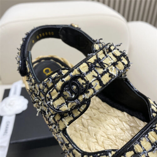 High Quality Luxury Chanel Velcro Straw Sandals product detail