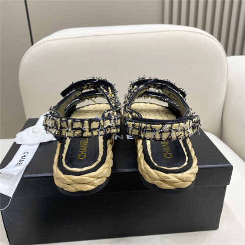 High Quality Luxury Chanel Velcro Straw Sandals product detail