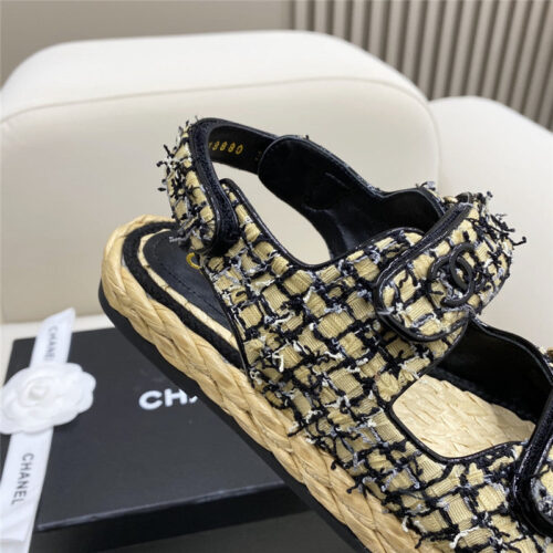 High Quality Luxury Chanel Velcro Straw Sandals product detail