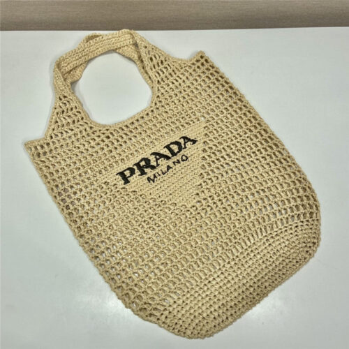 High Quality Luxury Prada Beige Raffia Beach Tote Bag product detail