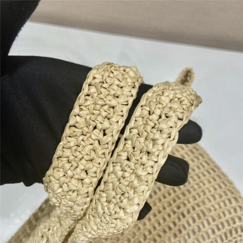 High Quality Luxury Prada Beige Raffia Beach Tote Bag product detail