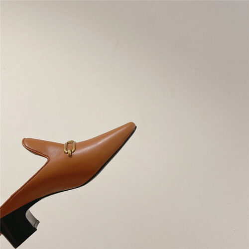 High Quality Luxury Hermes Muller Chunky Heel Slippers product detail