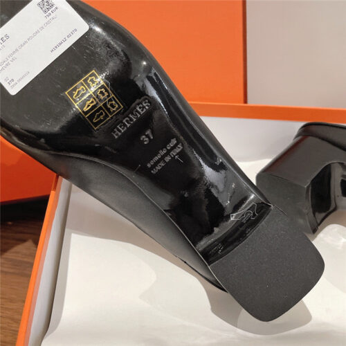High Quality Luxury Hermes Muller Chunky Heel Slippers – Style 27971 product detail