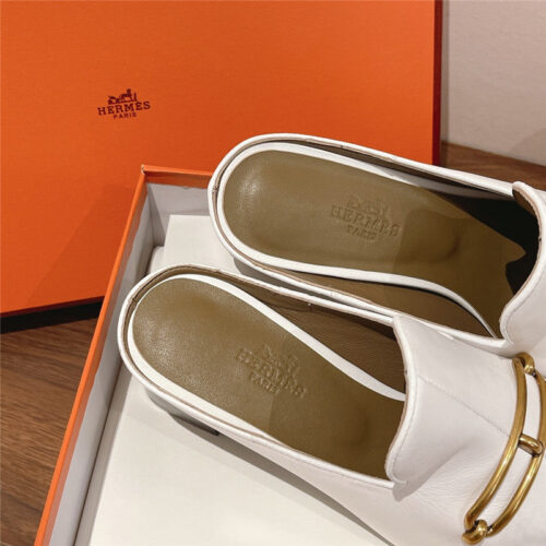 High Quality Luxury Hermes Muller Chunky Heel Slippers – Style 29667 product detail