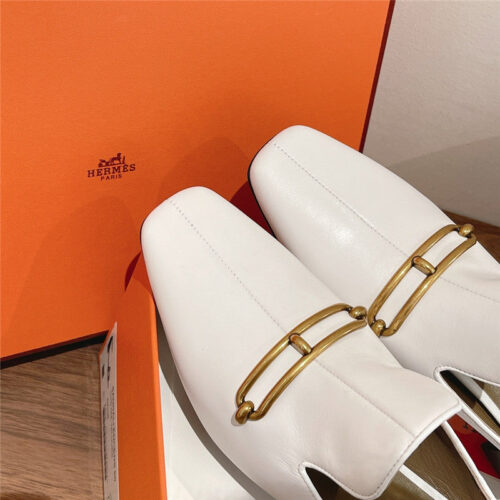 High Quality Luxury Hermes Muller Chunky Heel Slippers – Style 29667 product detail
