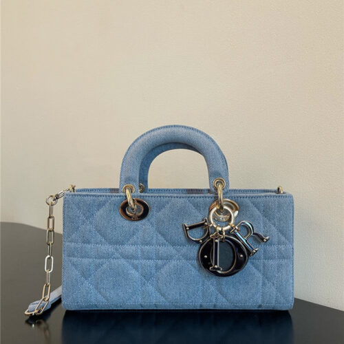 High Quality Luxury Dior Lady D-Joy Bag Denim Blue