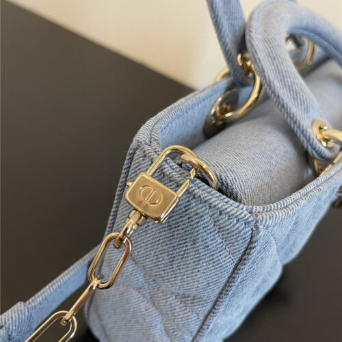 High Quality Luxury Dior Lady D-Joy Bag Denim Blue product detail