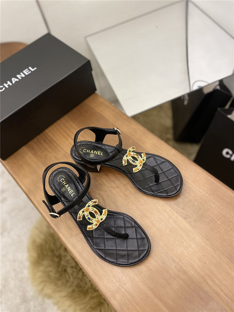 High Quality Luxury Chanel Pearl Buckle Classic Thong Sandals product detail