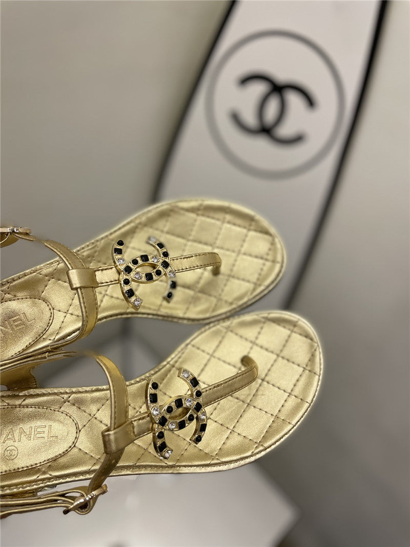 High Quality Luxury Chanel Pearl Buckle Classic Thong Sandals – Style 77446 product detail