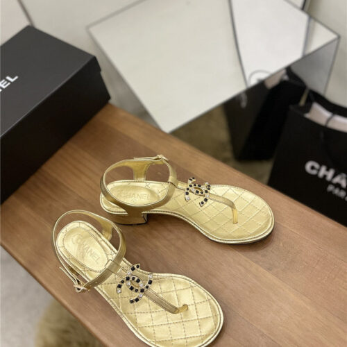 High Quality Luxury Chanel Pearl Buckle Classic Thong Sandals – Style 77446