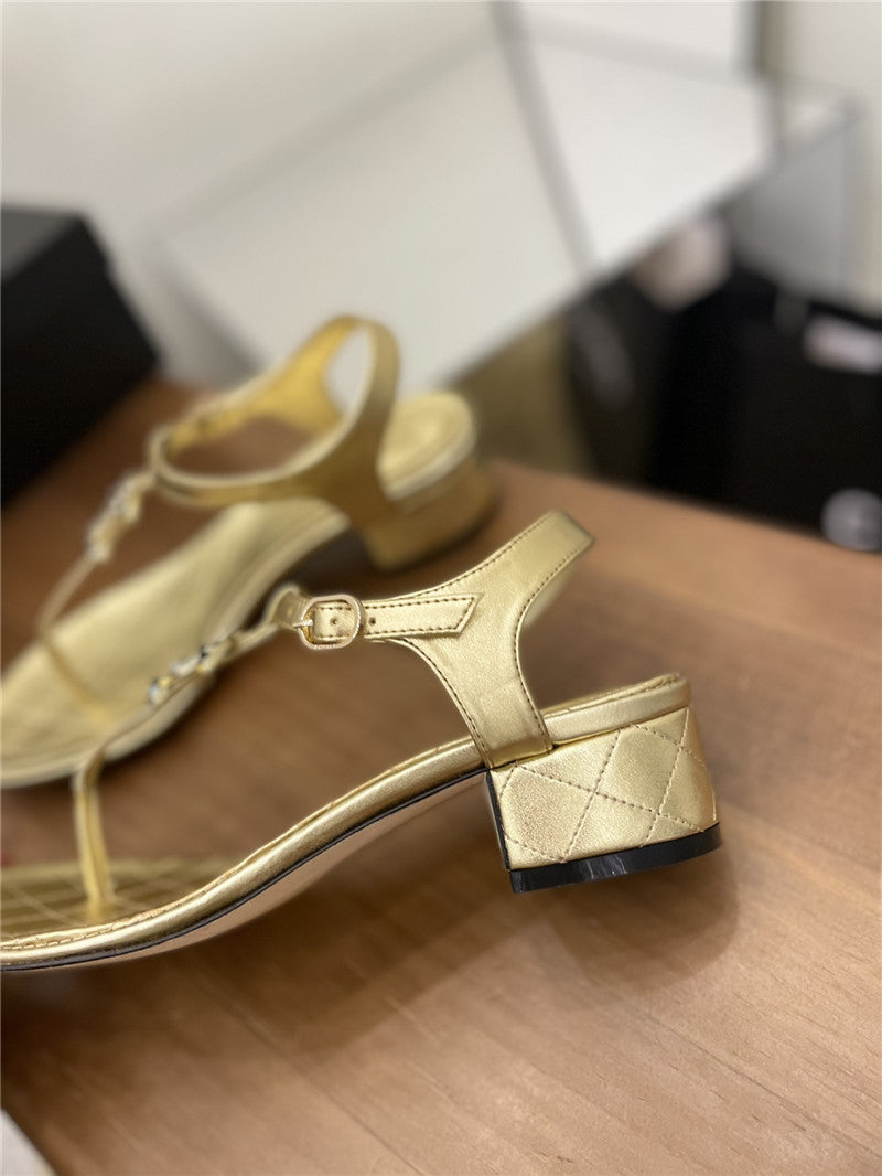 High Quality Luxury Chanel Pearl Buckle Classic Thong Sandals – Style 77446 product detail