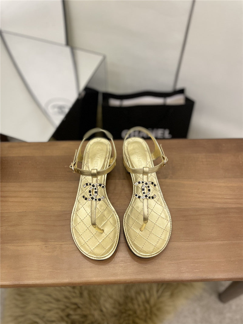High Quality Luxury Chanel Pearl Buckle Classic Thong Sandals – Style 77446 product detail