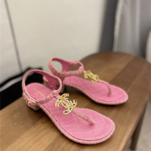High Quality Luxury Chanel Pearl Buckle Classic Thong Sandals – Style 46374 product detail