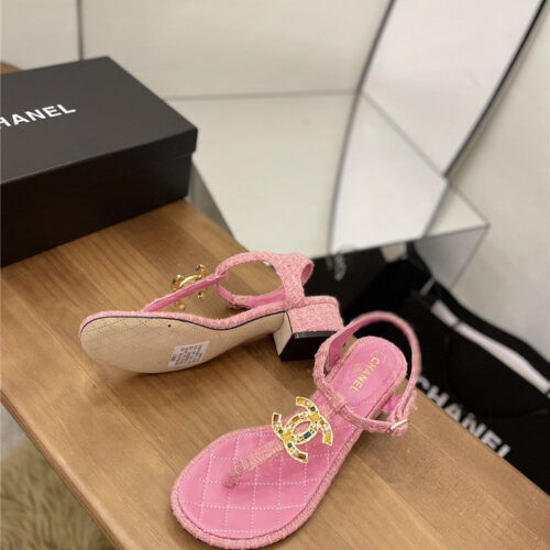 High Quality Luxury Chanel Pearl Buckle Classic Thong Sandals – Style 46374 product detail