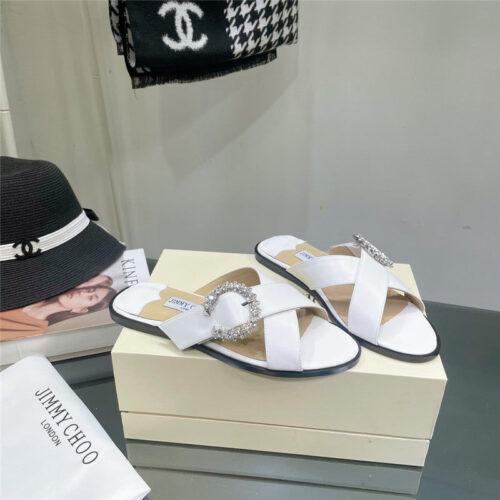 High Quality Luxury Jimmy Choo Pearl Flat Slippers – Style 75159