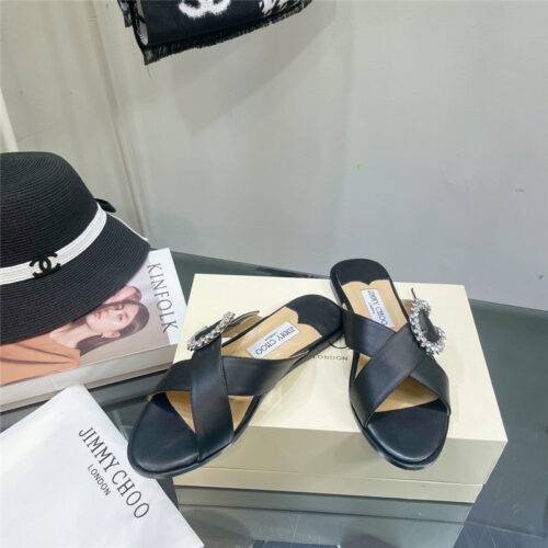 High Quality Luxury Jimmy Choo Pearl Flat Slippers – Style 50871 alternate view