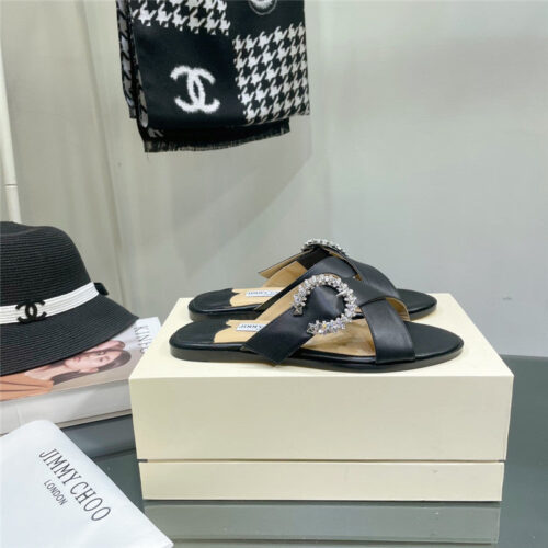 High Quality Luxury Jimmy Choo Pearl Flat Slippers – Style 50871