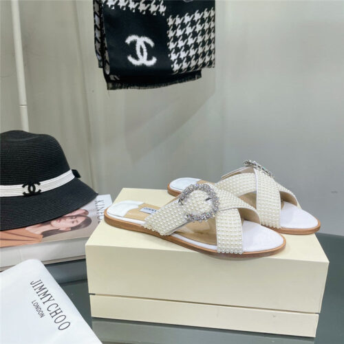 High Quality Luxury Jimmy Choo Pearl Flat Slippers product detail