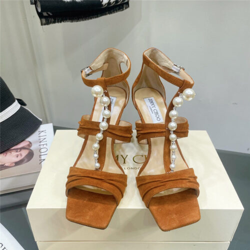 High Quality Luxury Jimmy Choo Pearl Heel Sandals alternate view