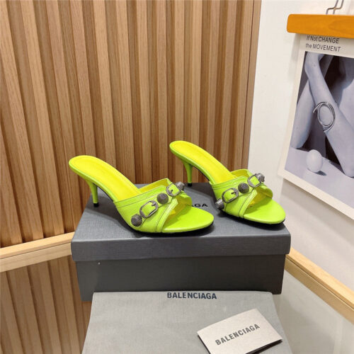High Quality Luxury Balenciaga Buttoned High Heel Slippers – Style 11875