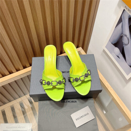 High Quality Luxury Balenciaga Buttoned High Heel Slippers – Style 11875 alternate view