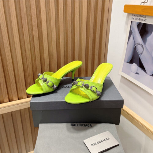 High Quality Luxury Balenciaga Buttoned High Heel Slippers – Style 11875 product detail