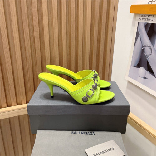 High Quality Luxury Balenciaga Buttoned High Heel Slippers – Style 11875 product detail