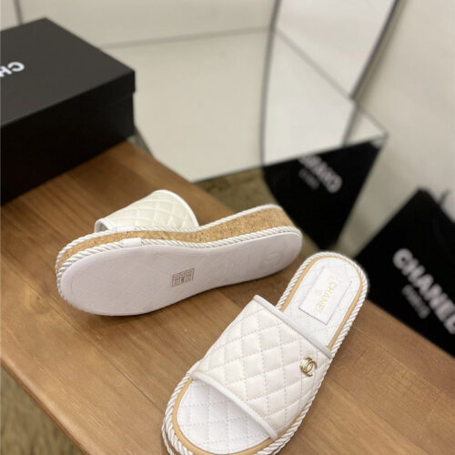 High Quality Luxury Chanel Diamond Wedge Slippers – Style 40678 product detail