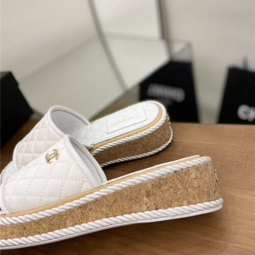 High Quality Luxury Chanel Diamond Wedge Slippers – Style 40678 product detail