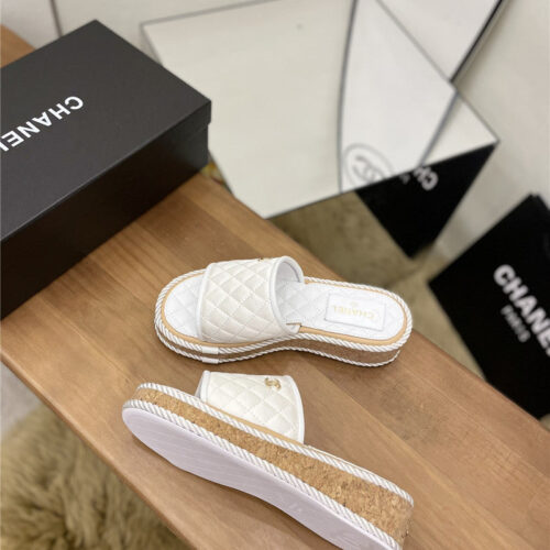 High Quality Luxury Chanel Diamond Wedge Slippers – Style 40678 product detail