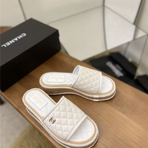 High Quality Luxury Chanel Diamond Wedge Slippers – Style 40678 alternate view