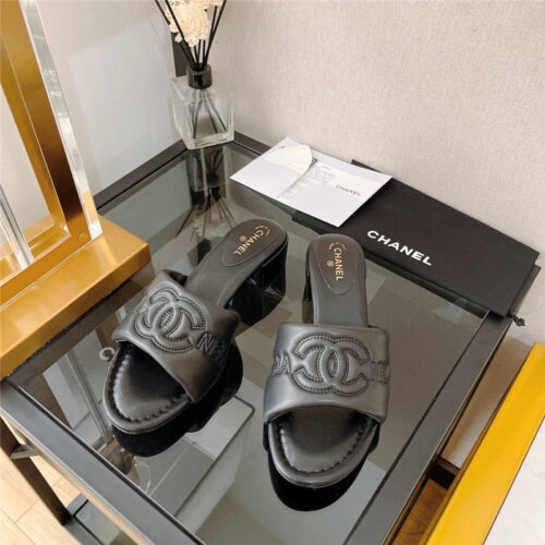 High Quality Luxury Chanel Chunky Heel Sandals Slippers – Style 07206 alternate view