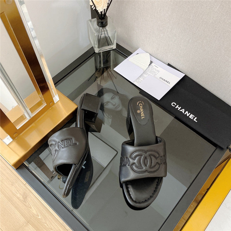 High Quality Luxury Chanel Chunky Heel Sandals Slippers – Style 07206 product detail